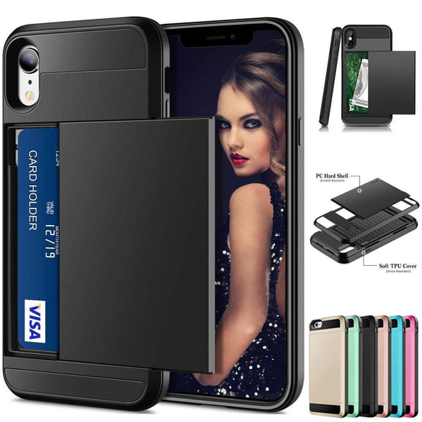 Hybrid Armour Case for iPhone Wallet Case Card Holder - Carbon Cases