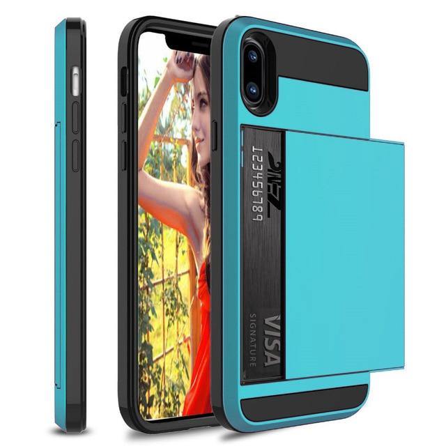 Hybrid Armour Case for iPhone Wallet Case Card Holder - Carbon Cases