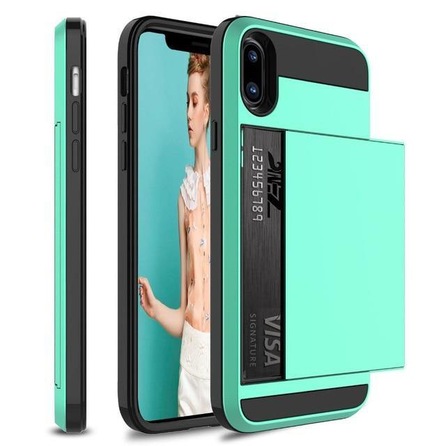 Hybrid Armour Case for iPhone Wallet Case Card Holder - Carbon Cases