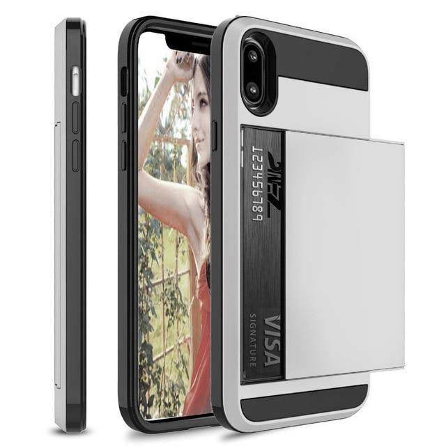 Hybrid Armour Case for iPhone Wallet Case Card Holder - Carbon Cases