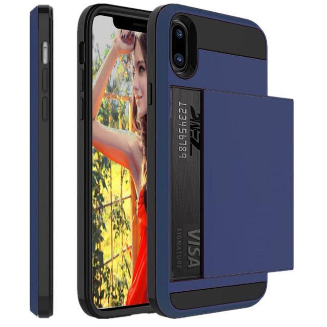 Hybrid Armour Case for iPhone Wallet Case Card Holder - Carbon Cases