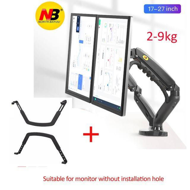 Gas Spring Ergonomic 10"-27" Dual Monitor Stand - Carbon Cases