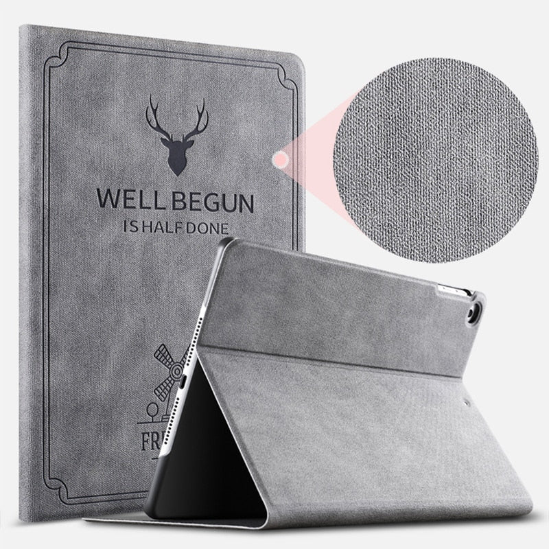 iPad Mini Case, GOLP Retro Deer Pattern PU Leather - Carbon Cases