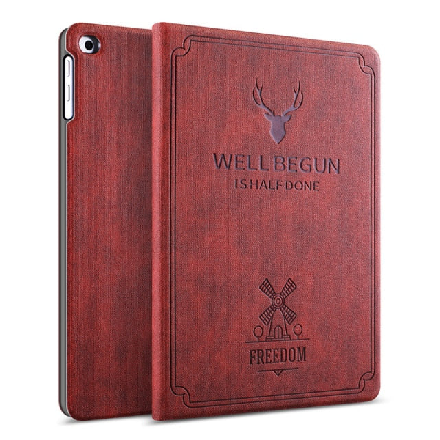 iPad Mini Case, GOLP Retro Deer Pattern PU Leather - Carbon Cases