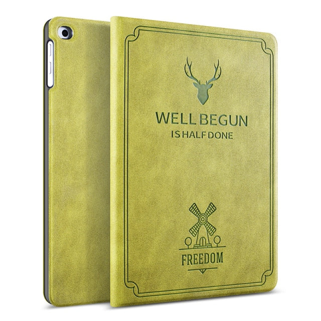 iPad Mini Case, GOLP Retro Deer Pattern PU Leather - Carbon Cases