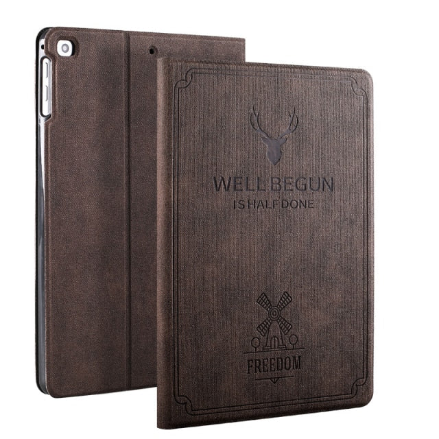 iPad Mini Case, GOLP Retro Deer Pattern PU Leather - Carbon Cases