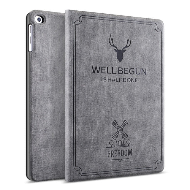 iPad Mini Case, GOLP Retro Deer Pattern PU Leather - Carbon Cases