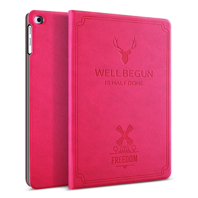 iPad Mini Case, GOLP Retro Deer Pattern PU Leather - Carbon Cases