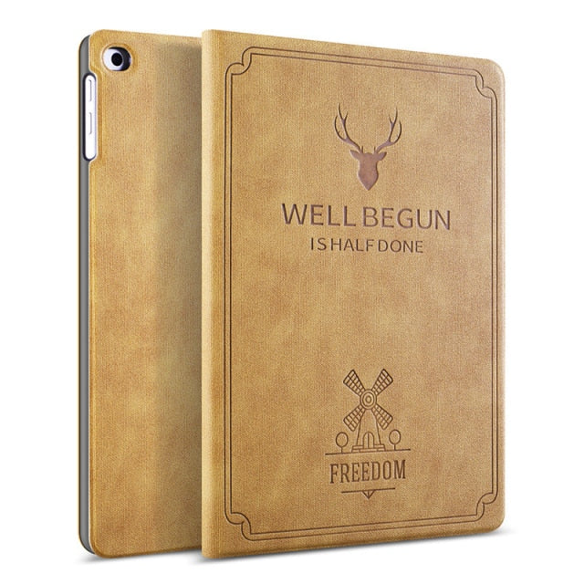 iPad Mini Case, GOLP Retro Deer Pattern PU Leather - Carbon Cases