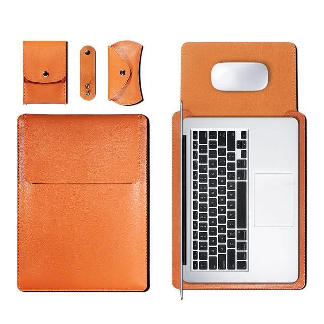 PU Leather Sleeve Bag Case For Macbook Air Pro 11 12 13 15 16 Cover - Carbon Cases