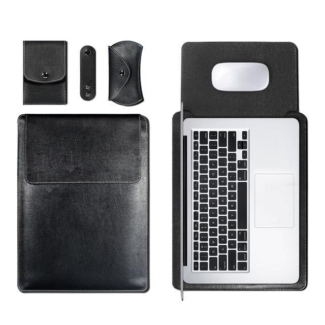 PU Leather Sleeve Bag Case For Macbook Air Pro 11 12 13 15 16 Cover - Carbon Cases