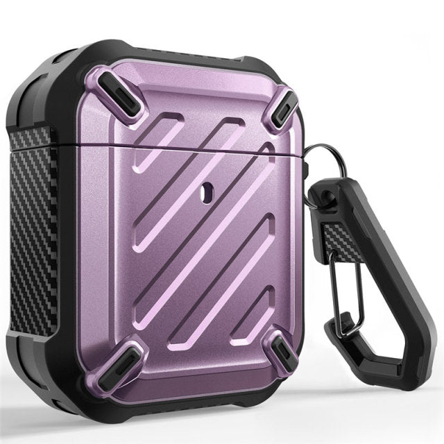 Full-Body Rugged Protective Case Cover with Carabiner For Apple AirPods 1st & 2nd - Carbon Cases