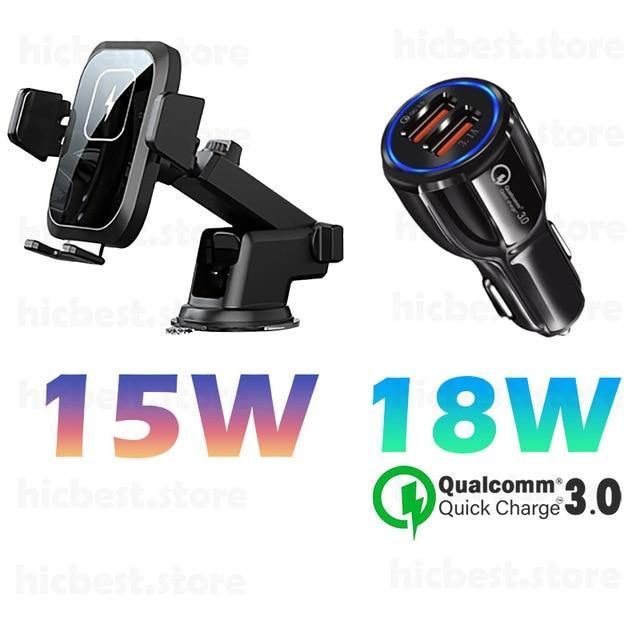 15W Wireless Car Charger Phone Holder - Carbon Cases