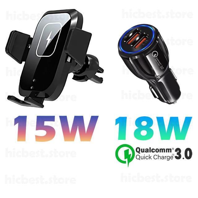 15W Wireless Car Charger Phone Holder - Carbon Cases