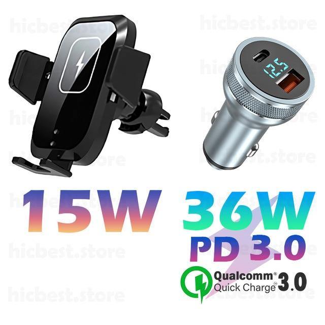 15W Wireless Car Charger Phone Holder - Carbon Cases