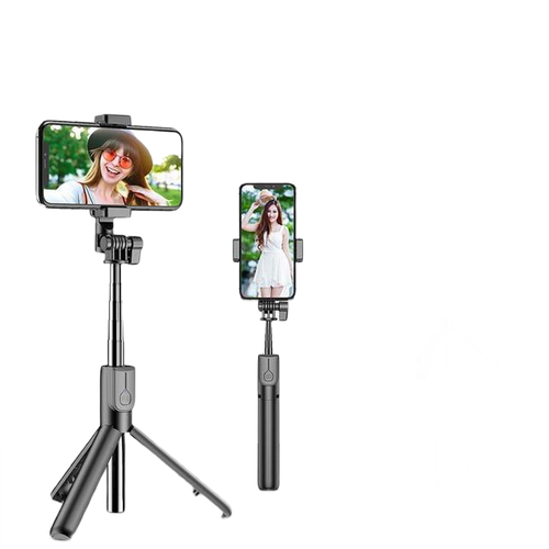 Wireless Bluetooth Selfie Stick with LED Ring Light Foldable Tripod Monopod - Carbon Cases