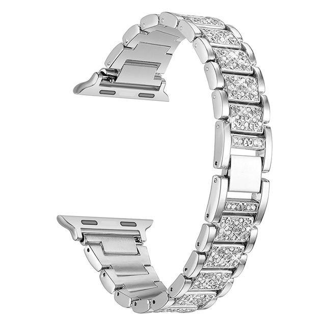 Women Lady Diamond Band Strap - Stainless Steel Bracelet - Carbon Cases