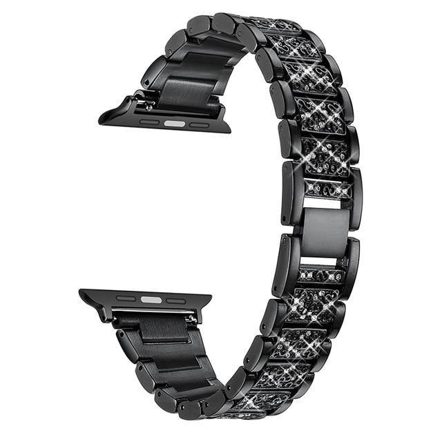 Women Lady Diamond Band Strap - Stainless Steel Bracelet - Carbon Cases