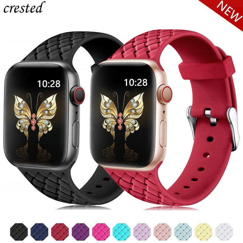 Silicone Strap Woven Pattern Belt Bracelet For Apple Watch - Carbon Cases