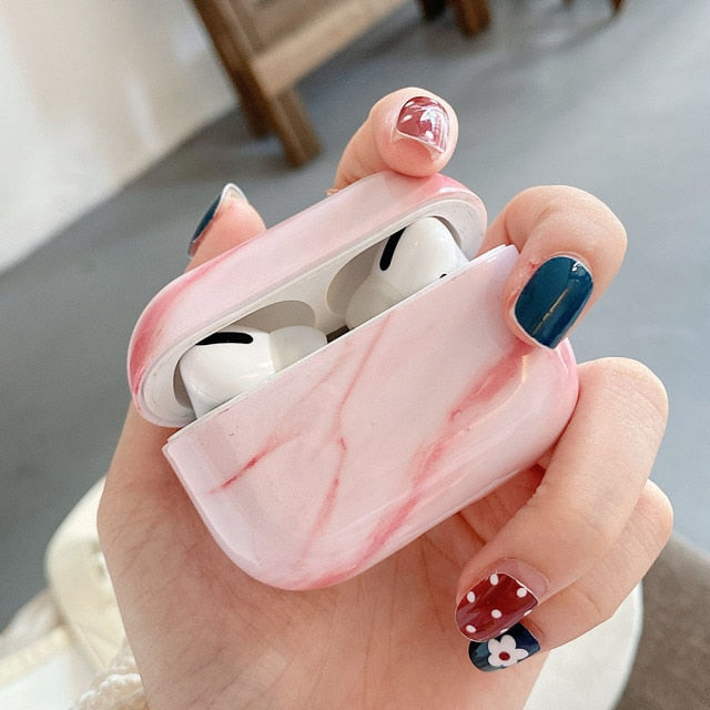 Luxury Marble Hard PC Glossy Earphone Case - Carbon Cases