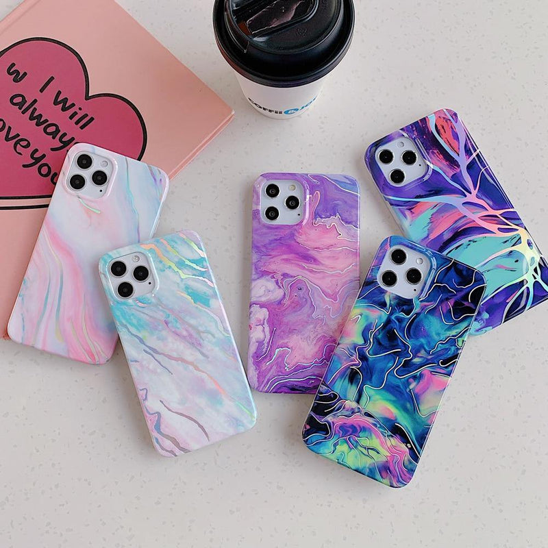 LOVECOM Laser Marble Phone Case For iPhone - Carbon Cases