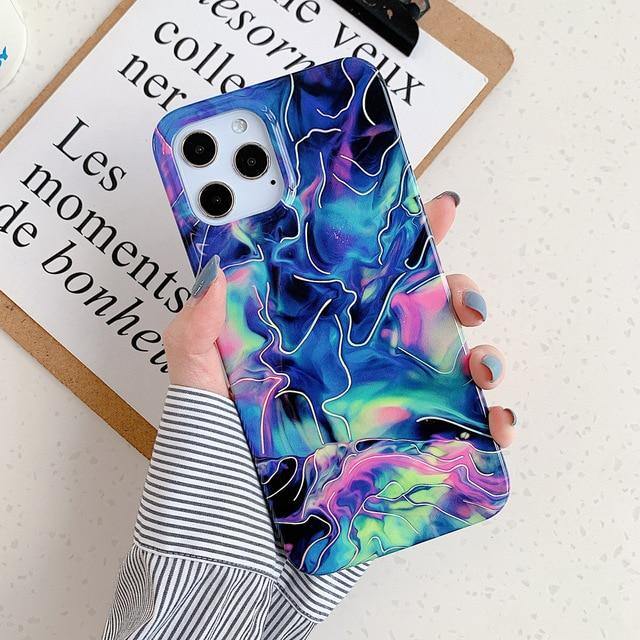 LOVECOM Laser Marble Phone Case For iPhone - Carbon Cases