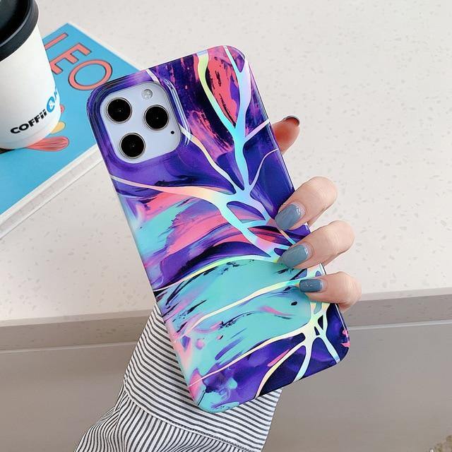 LOVECOM Laser Marble Phone Case For iPhone - Carbon Cases