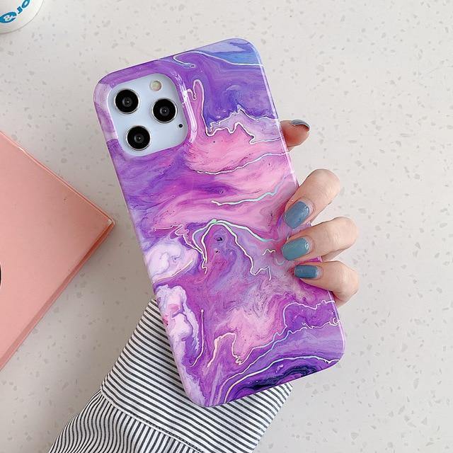 LOVECOM Laser Marble Phone Case For iPhone - Carbon Cases