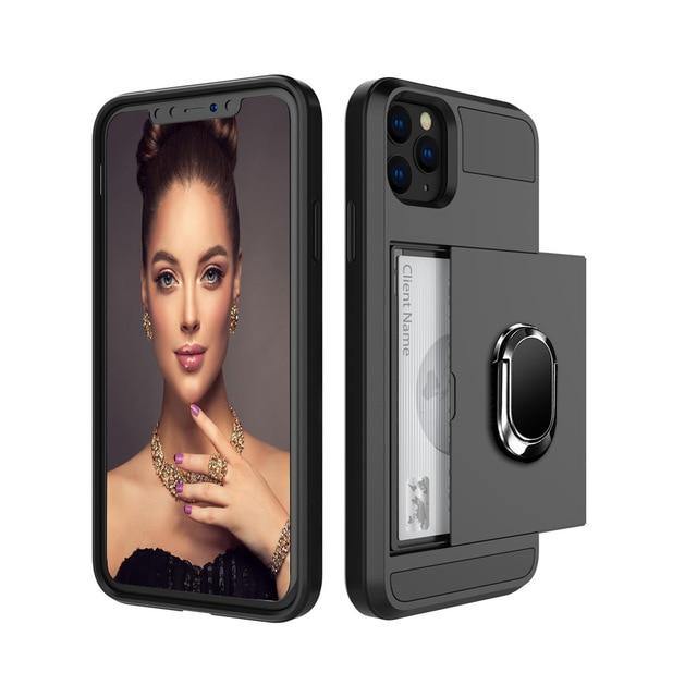 Armour Slide Card Phone Case For iPhone - Carbon Cases