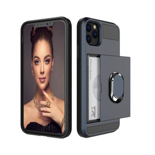 Armour Slide Card Phone Case For iPhone - Carbon Cases