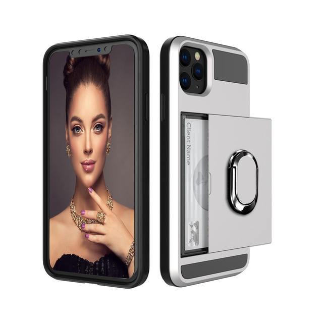 Armour Slide Card Phone Case For iPhone - Carbon Cases