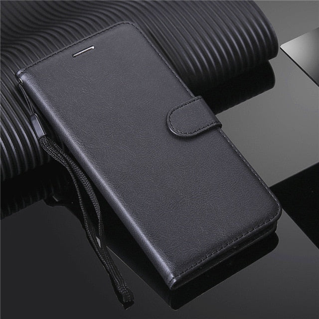 Luxury Leather Wallet Case For iPhone 12 Holder Card Slots Flip Cover Stand Bag - Carbon Cases