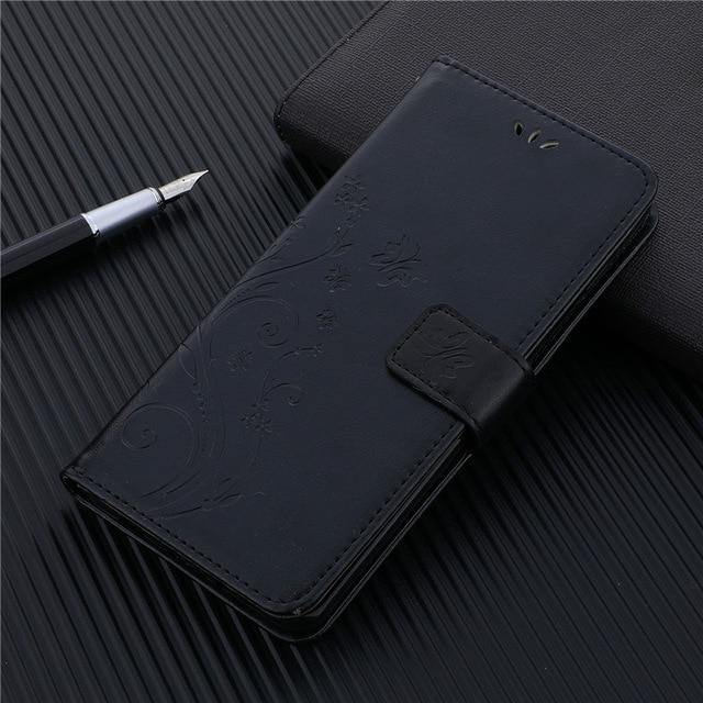 Leather Wallet Case For iPhone - Card Slots Holder Flip Stand Cover - Carbon Cases