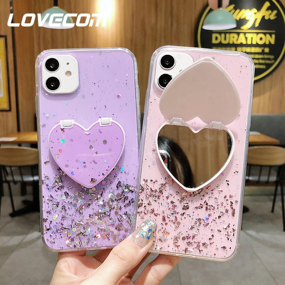 LOVECOM Heart Mirror Sequins Glitter Phone Case - Carbon Cases