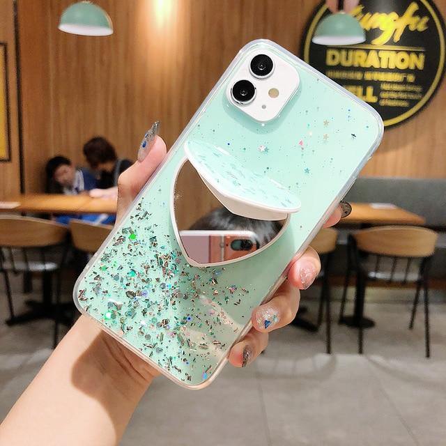 LOVECOM Heart Mirror Sequins Glitter Phone Case - Carbon Cases