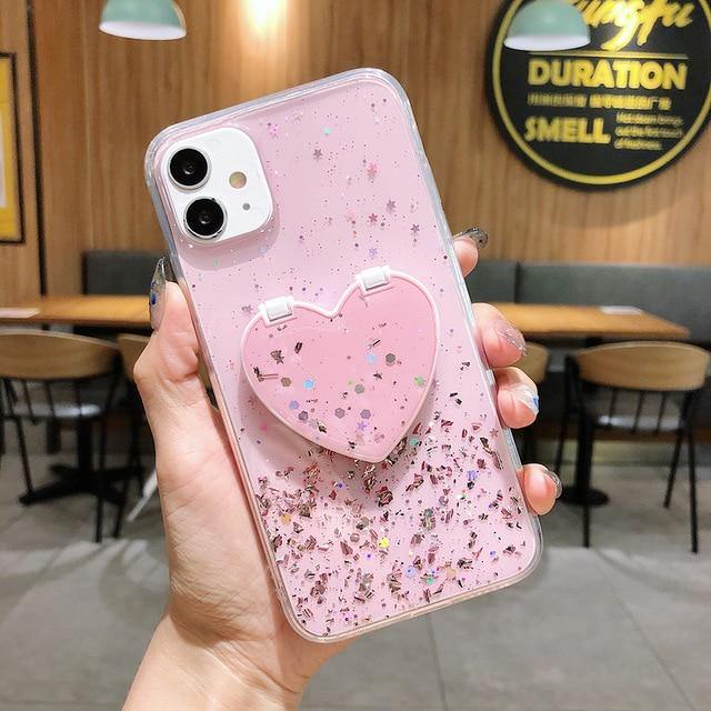 LOVECOM Heart Mirror Sequins Glitter Phone Case - Carbon Cases