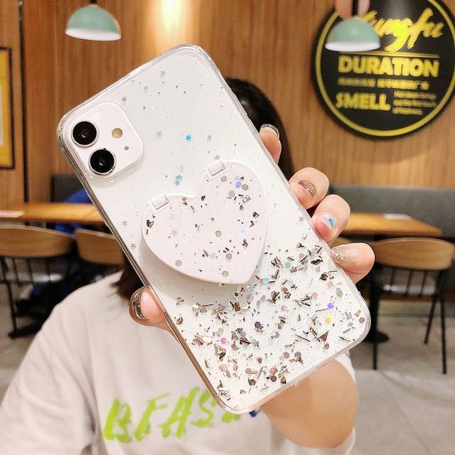 LOVECOM Heart Mirror Sequins Glitter Phone Case - Carbon Cases