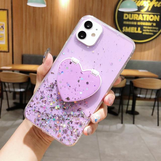 LOVECOM Heart Mirror Sequins Glitter Phone Case - Carbon Cases