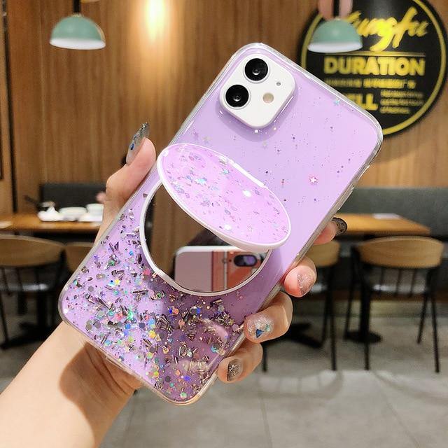 LOVECOM Heart Mirror Sequins Glitter Phone Case - Carbon Cases