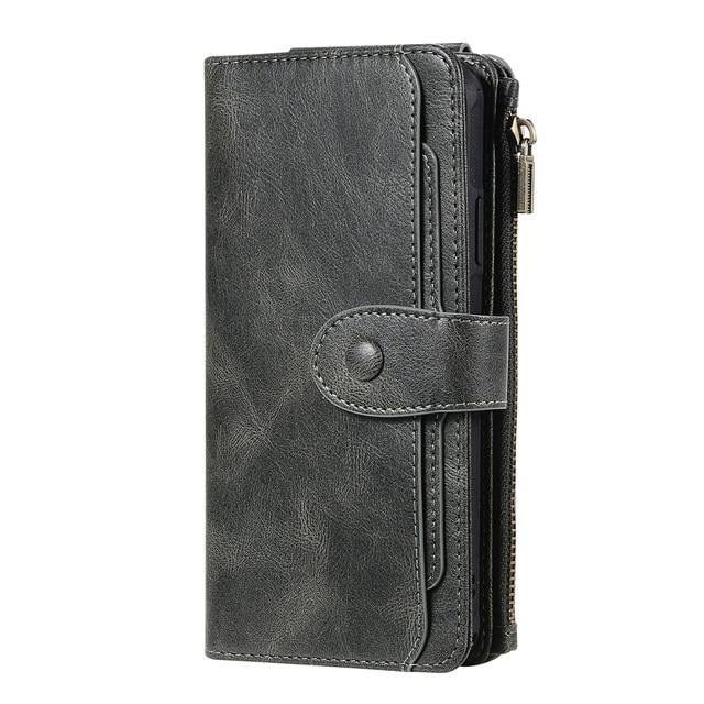 Luxury Leather Flip Case For iPhone - Detach Wallet Card Holder Phone Cover - Carbon Cases