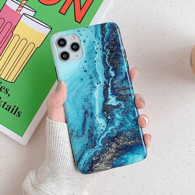 LOVECOM Gradient Marble Phone Case With Finger Ring - Carbon Cases