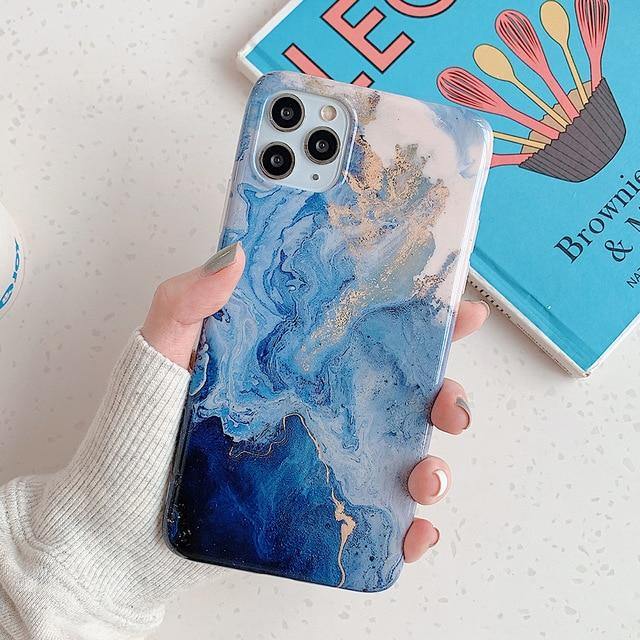 LOVECOM Gradient Marble Phone Case With Finger Ring - Carbon Cases