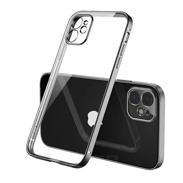 Luxury Plating Square Frame Transparent Case For iPhone - Carbon Cases