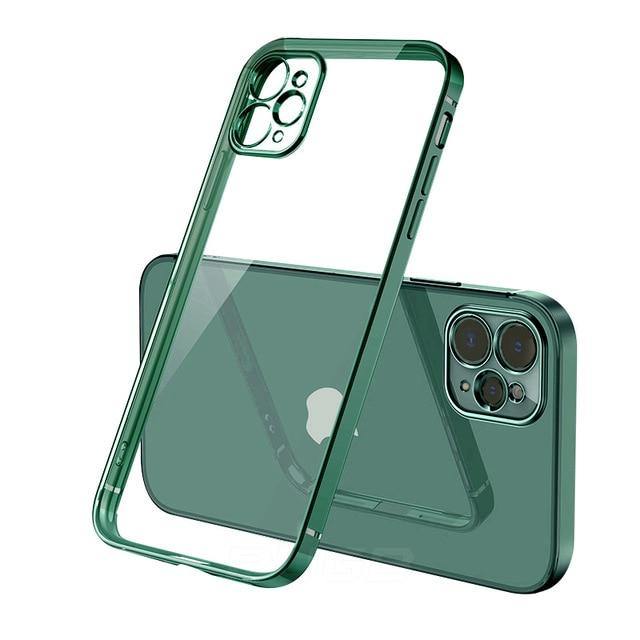 Luxury Plating Square Frame Transparent Case For iPhone - Carbon Cases