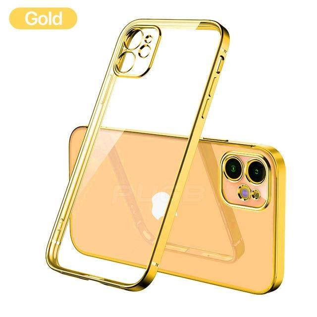 Luxury Plating Square Frame Transparent Case For iPhone - Carbon Cases