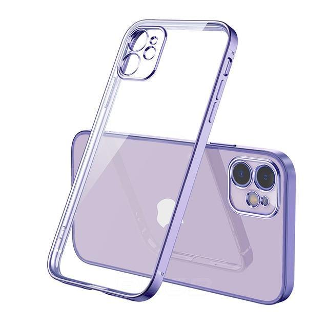 Luxury Plating Square Frame Transparent Case For iPhone - Carbon Cases