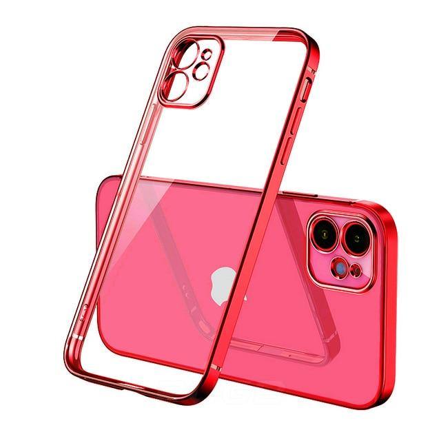 Luxury Plating Square Frame Transparent Case For iPhone - Carbon Cases