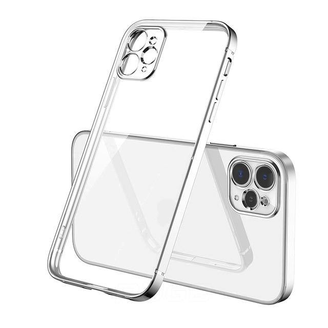 Luxury Plating Square Frame Transparent Case For iPhone - Carbon Cases