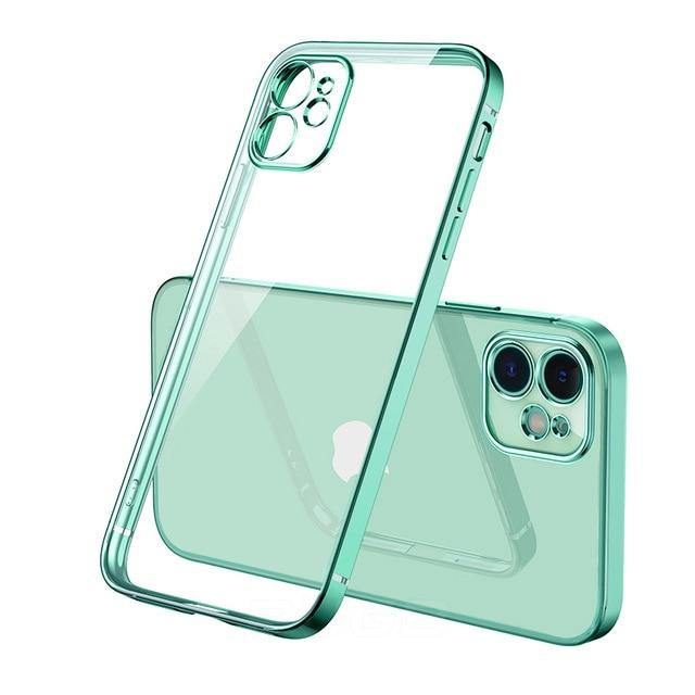 Luxury Plating Square Frame Transparent Case For iPhone - Carbon Cases