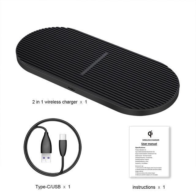 2 in 1 20W Dual Seat Qi Wireless Charger - Carbon Cases